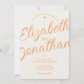 Invitation Mariage moderne rétro orange gras Script (Devant)