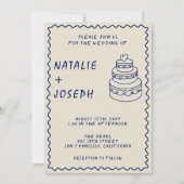 Invitation Mariage moderne rétro rétro unique gâteau (Devant)