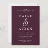 Invitation Mariage moderne Rich Bourgogne Maron (Devant)