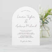 Invitation Mariage Moderne Romantique Arche Prune Pourpre (Debout devant)