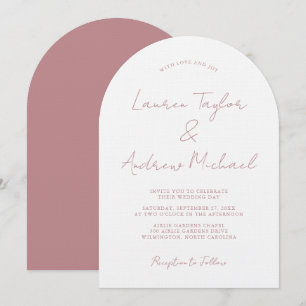 Invitation Mariage Moderne Romantique Arche Rose Poussiéreuse