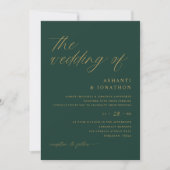 Invitation Mariage Moderne Romantique Émeraude Vert (Devant)