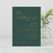 Invitation Mariage Moderne Romantique Émeraude Vert (Debout devant)