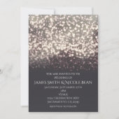 Invitation Mariage Moderne Romantique Gris avec Lumières Étin (Devant)