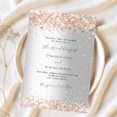 Invitation Mariage moderne rose en argent