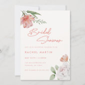 Invitation Mariage Moderne Rose Fleur Script Aquarelle Rose (Devant)