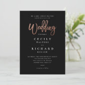 Invitation Mariage Moderne Rose Gold (Debout devant)