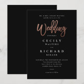 Invitation Mariage Moderne Rose Gold (Devant / Derrière)