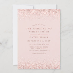Invitation Mariage Moderne Rose Gold Confetti Rose Clair