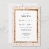 Invitation Mariage moderne rose or (Devant)