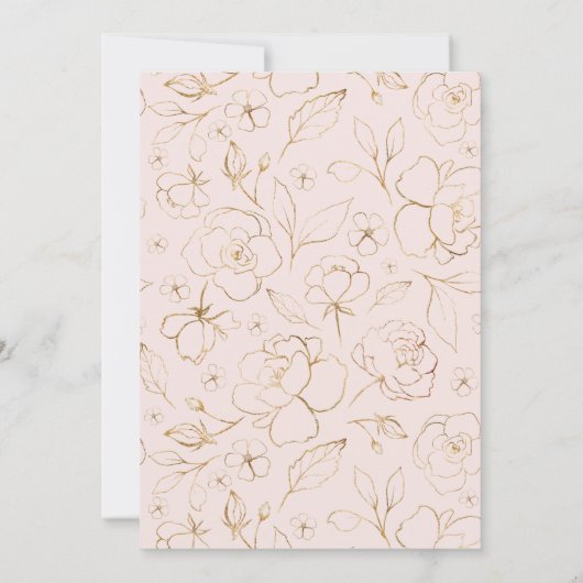 Invitation Mariage moderne rose or (Dos)