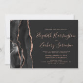 Invitation Mariage Moderne Rose Or Noir Agate Foncé (Devant)