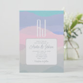 Invitation Mariage Moderne Rose Pâle et Bleu Poussiéreux  (Debout devant)