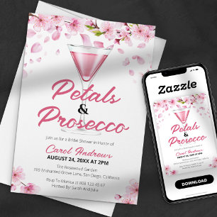 Invitation Mariage Moderne Rose Pétale & Prosecco