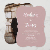 Invitation Mariage Moderne Rose Poussiéreuse  (Devant / Derrière)