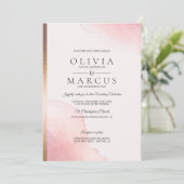 Invitation Mariage Moderne Rose rose Aquarelle Splash (Debout devant)