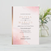 Invitation Mariage Moderne Rose rose Aquarelle Splash (Debout devant)