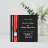 Invitation Mariage Moderne Rouge Noir Noir (Debout devant)