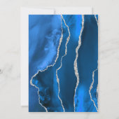 Invitation Mariage Moderne Royal Bleu Agate Argent (Dos)