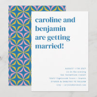 Mariage moderne RSVP couleur bleu rétro