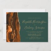 Invitation Mariage Moderne Rust Or Agate Vert Émeraude Foncé (Devant)