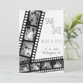 Invitation Mariage Moderne Rustique Film Enregistrer la Date (Debout devant)