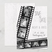 Invitation Mariage Moderne Rustique Film Enregistrer la Date (Devant / Derrière)