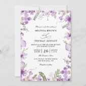 Invitation Mariage Moderne Rustique Fleur Violette Code QR Bu (Devant)