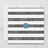 Invitation Mariage Moderne Rustique Gris Bleu Hydrangeas Rayé (Dos)