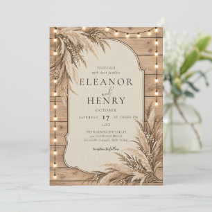 Invitation Mariage Moderne Rustique Herbe de Pampas