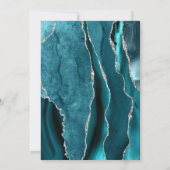 Invitation Mariage Moderne Sarcelle Argent Agate Foncé (Dos)