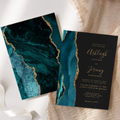 Invitation Mariage Moderne Sarcelle Or Agate Foncé