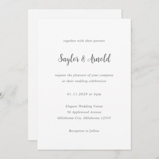 Invitation Mariage moderne Saylor (Devant / Derrière)