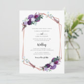Invitation Mariage Moderne Script Fleur Violet en Fleur (Debout devant)
