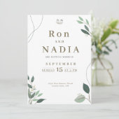 Invitation Mariage Moderne Simple au Eucalyptus (Debout devant)
