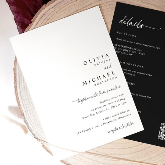 Invitation Mariage Moderne Simple avec Écriture Manuscrite To