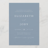 Invitation Mariage Moderne Simple Bleu Poussiéreux Élégant (Devant)