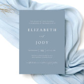 Invitation Mariage Moderne Simple Bleu Poussiéreux Élégant