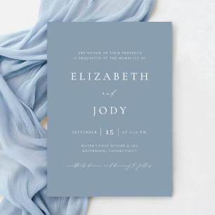 Invitation Mariage Moderne Simple Bleu Poussiéreux Élégant