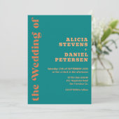 Invitation Mariage moderne simple coloré rétro (Debout devant)