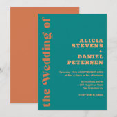 Invitation Mariage moderne simple coloré rétro (Devant / Derrière)