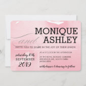 Invitation MARIAGE MODERNE simple couleur rose minimale (Devant)