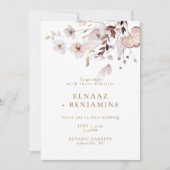 Invitation Mariage Moderne Simple d'Automne avec Fleurs Séché (Devant)