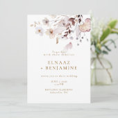 Invitation Mariage Moderne Simple d'Automne avec Fleurs Séché (Debout devant)