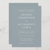 Invitation Mariage moderne simple Dusty Blue Typographie (Devant / Derrière)