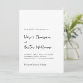Invitation Mariage Moderne Simple Écriture Noir Et Blanc (Debout devant)