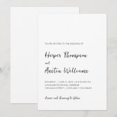 Invitation Mariage Moderne Simple Écriture Noir Et Blanc (Devant / Derrière)