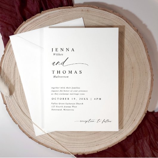 Invitation Mariage Moderne Simple Élégant Script