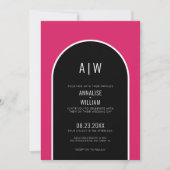 Invitation Mariage Moderne Simple Gras Rose Magenta (Devant)