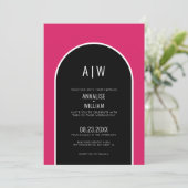 Invitation Mariage Moderne Simple Gras Rose Magenta (Debout devant)